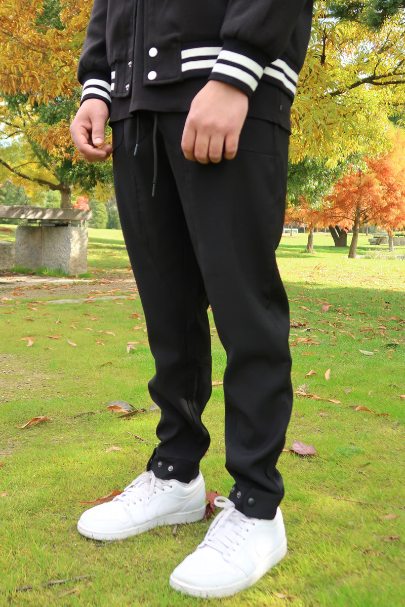 Snap-Button Trackpants - Black