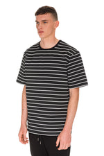 Oversized Stripe T-Shirt - Black & White Left Side View