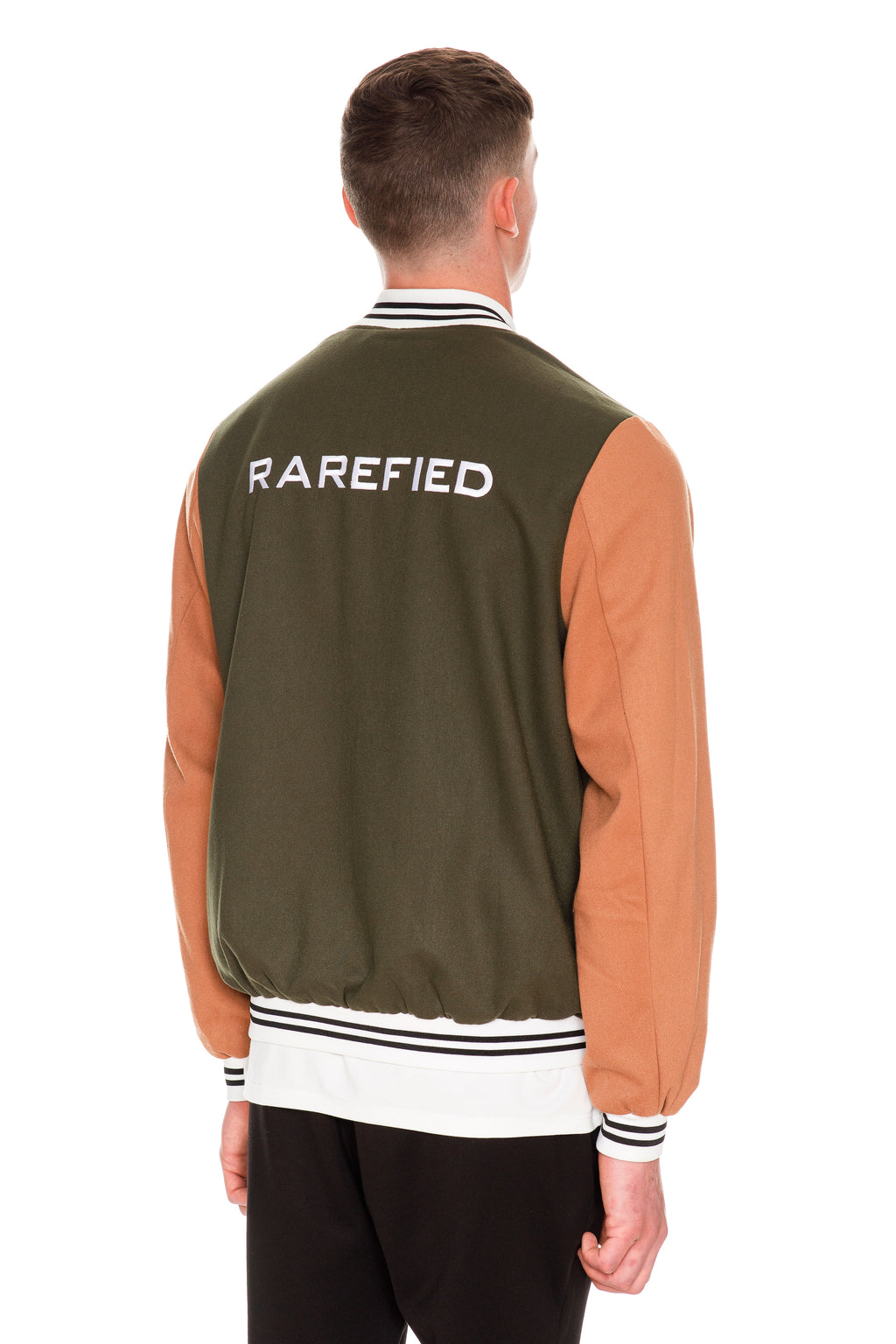 Letterman Bomber - Embroidered Logo In White At Back And Silk Lining