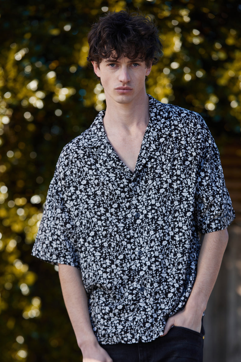 Summer Shirt - Floral White/Black