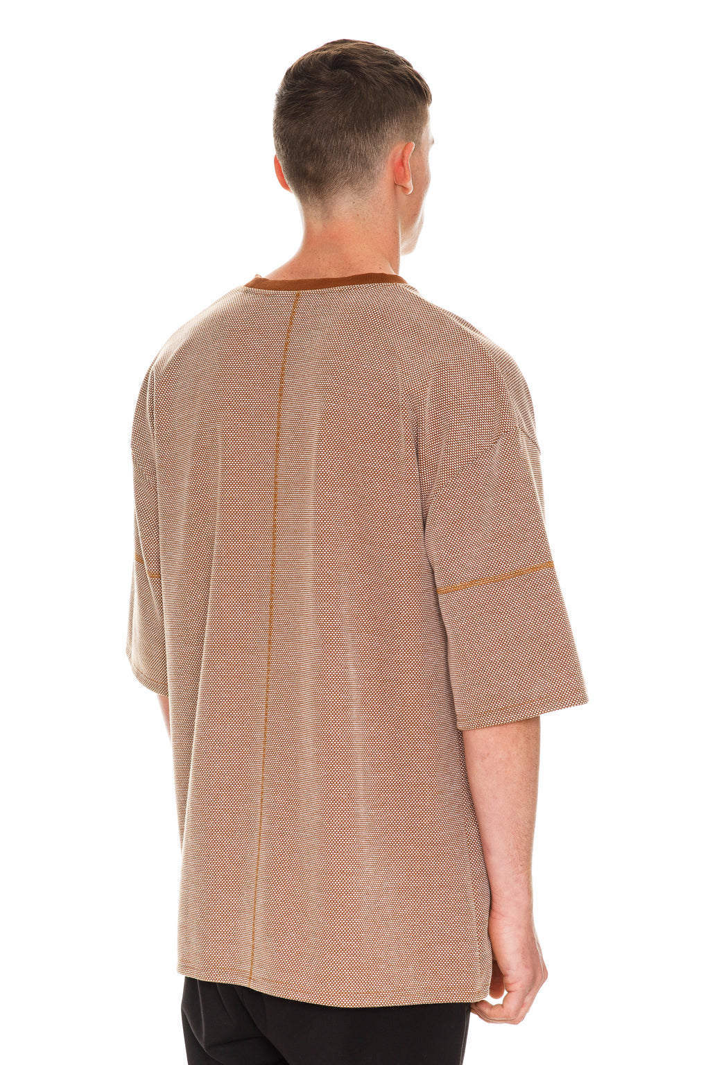 Rare Designed Dark Brown Oversized Short Sleeve With Dropped Shoulders - Back View