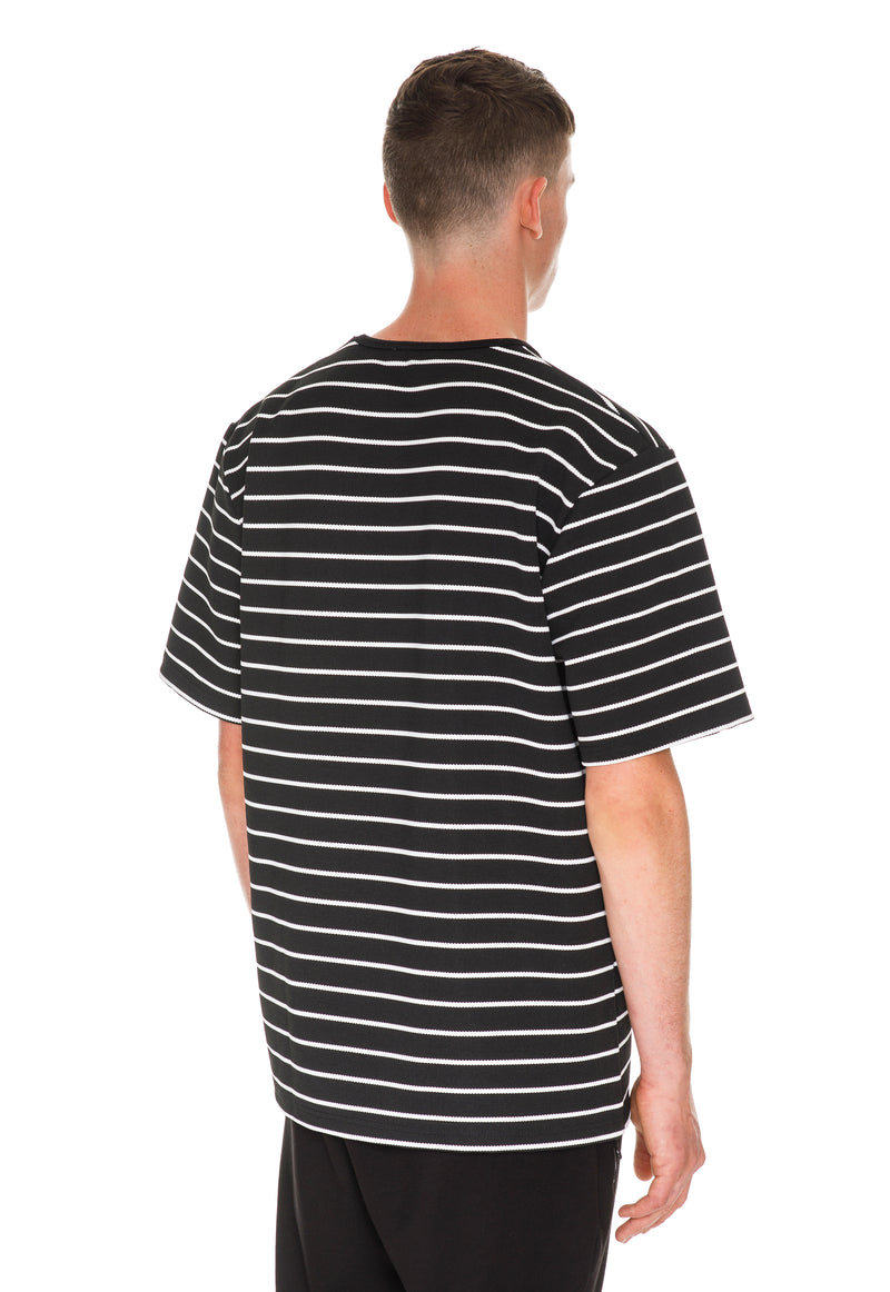 Oversized Stripe T-Shirt - Black & White Back Side View