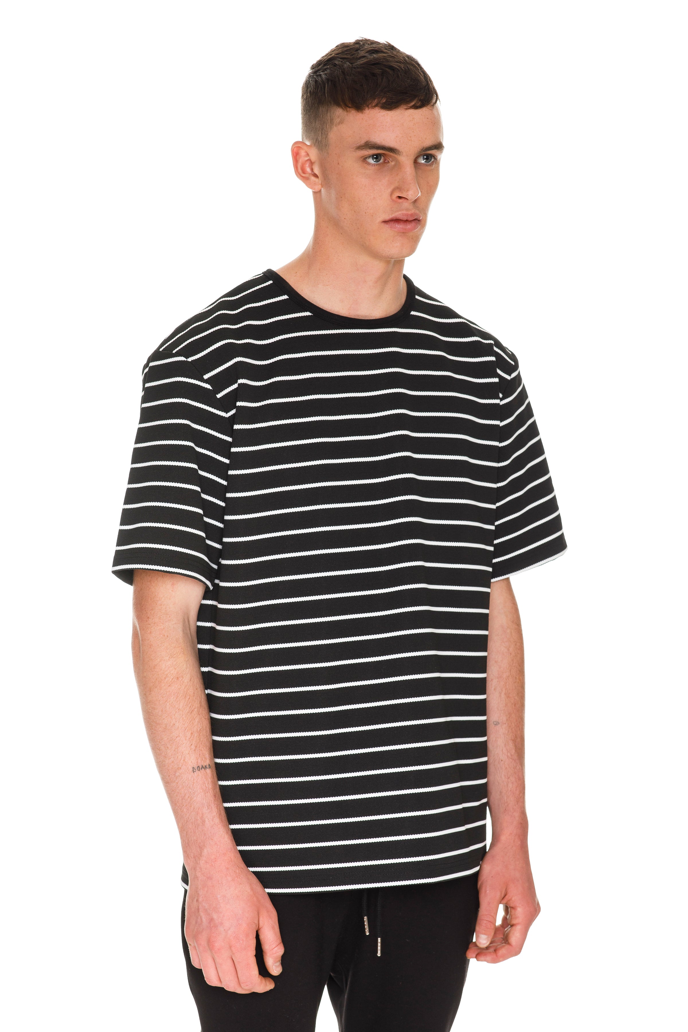 Oversized Stripe TShirt Black & White RAREFIED