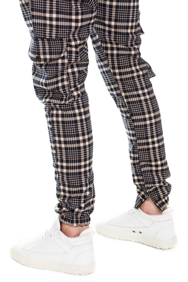Plaid Cargo Pants With YKK Zippered Vents - Side View