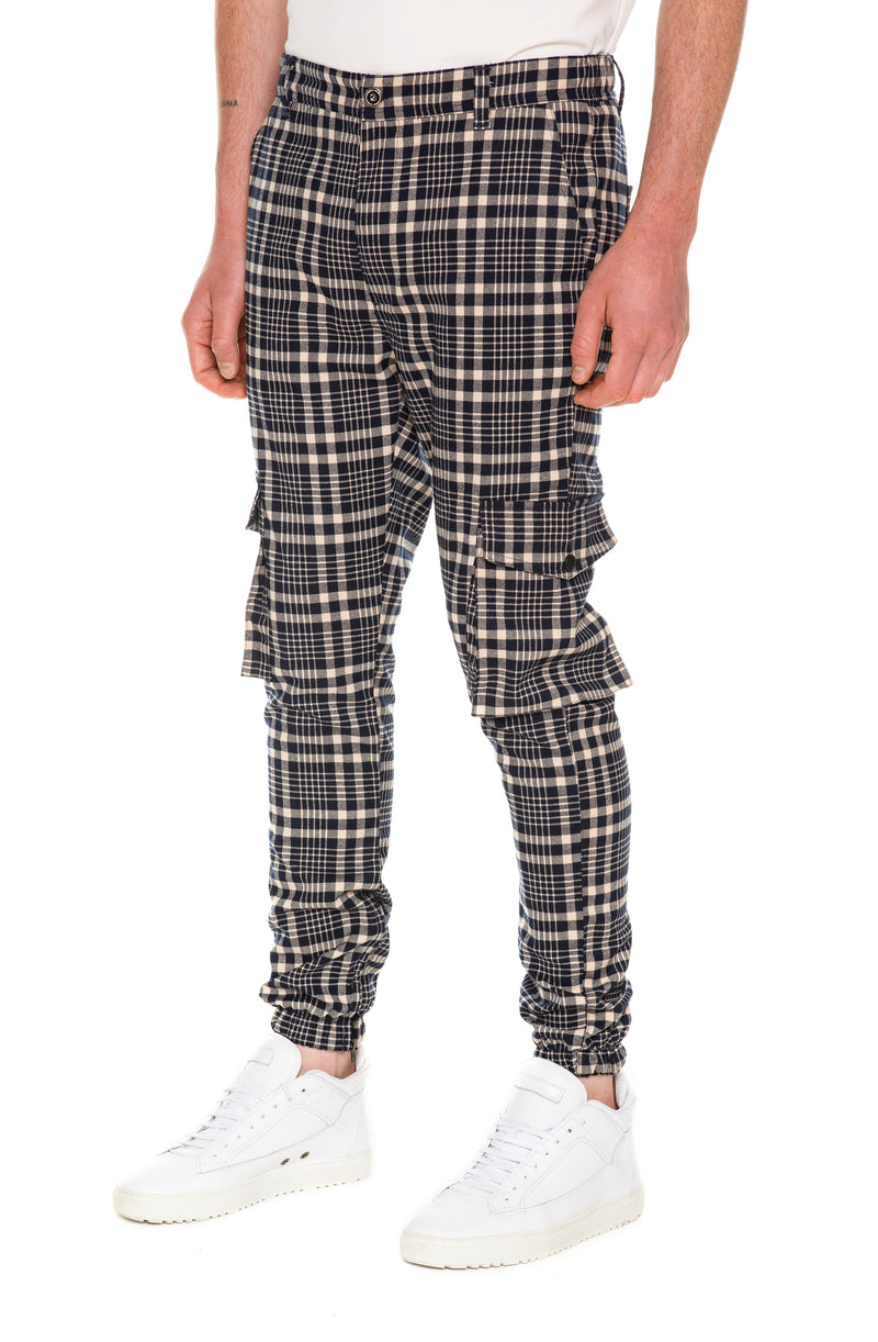 Plaid Cargo Pants With YKK Zippered Vents At Elasticized Cuffs