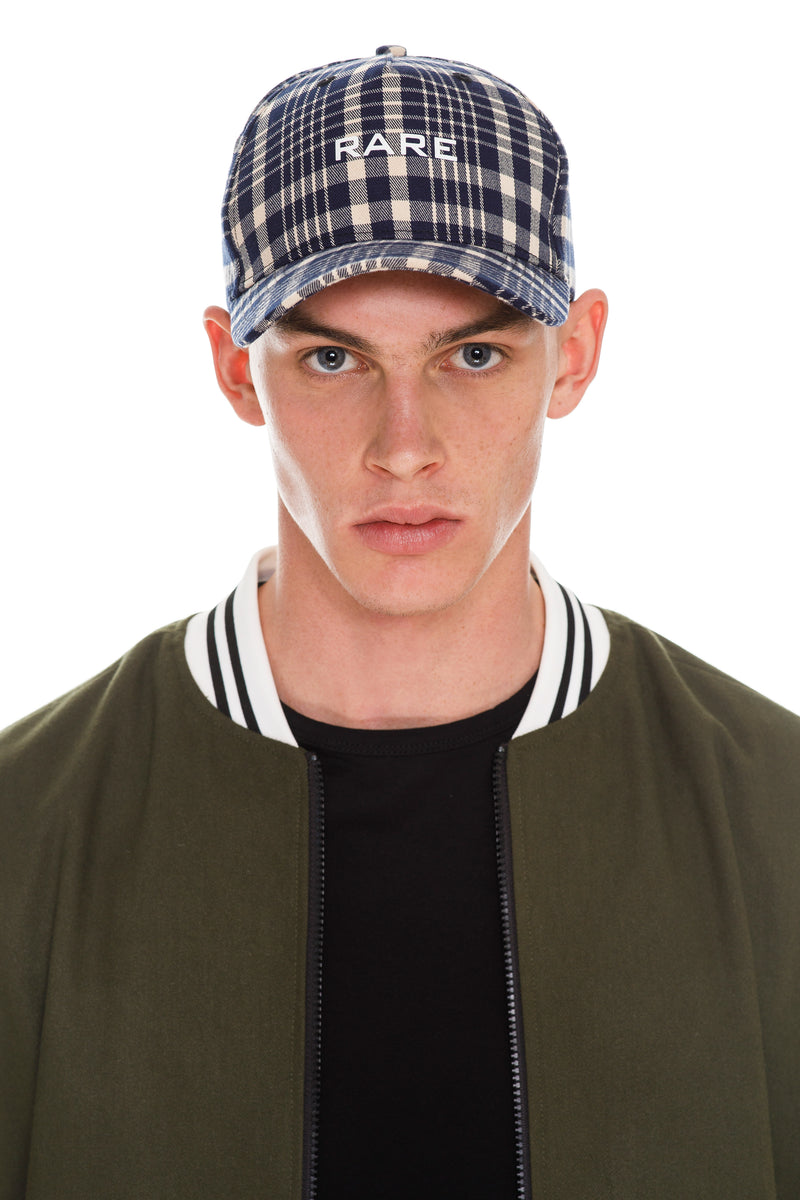 Plaid RARE Cap - Navy & Beige