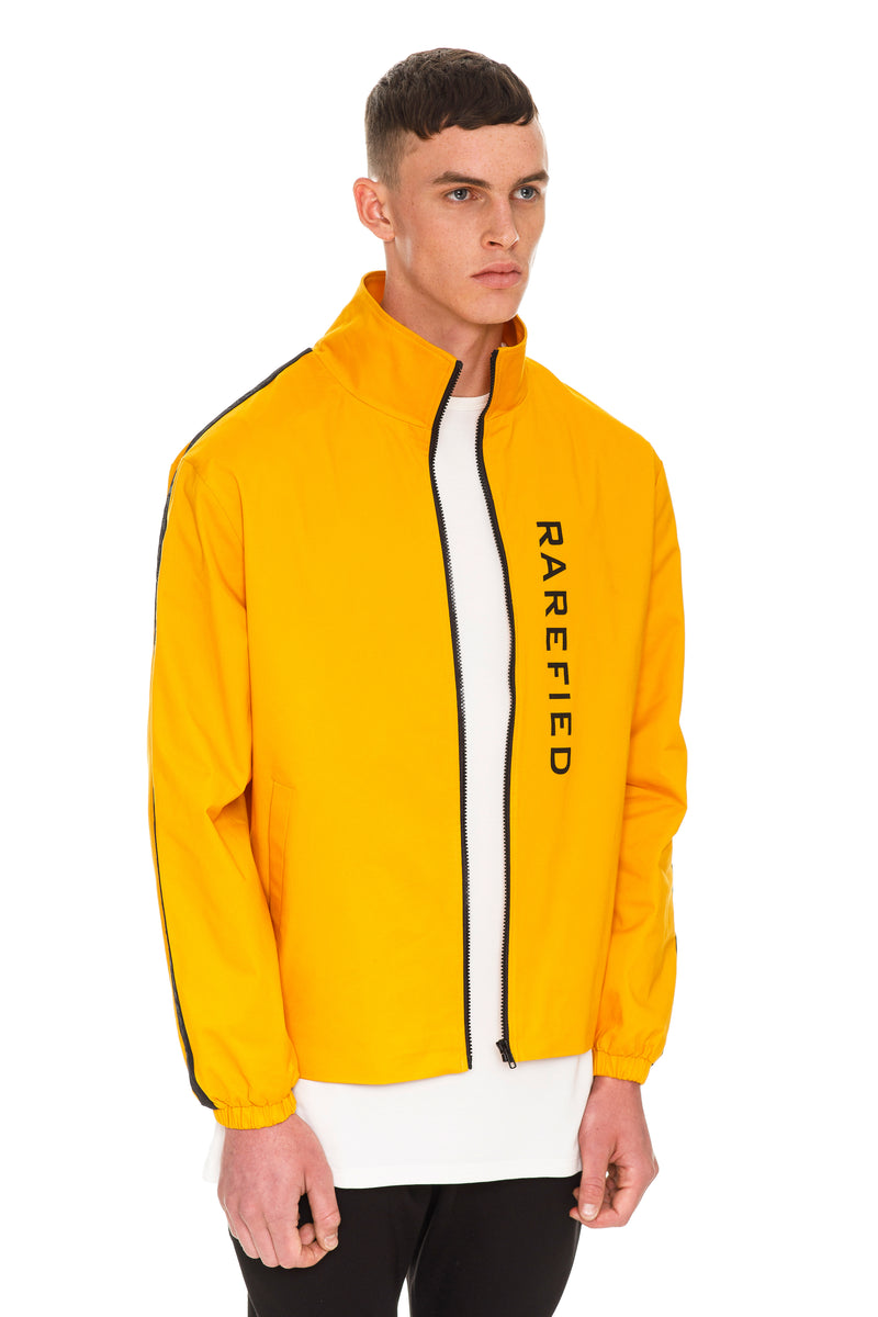 Mustard Rare Jacket With Embroidered Black Rarefied Logo Printed