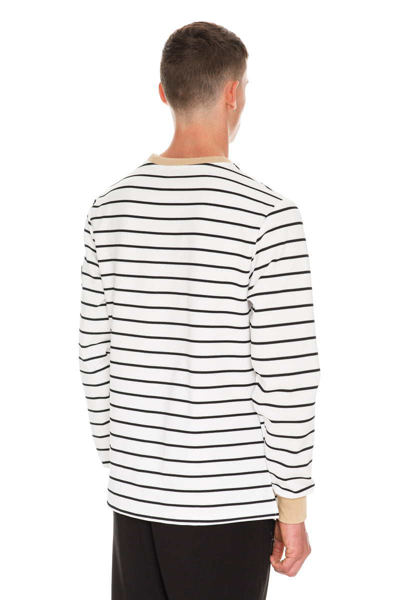 Rare White With black Patch Long Sleeve T-Shirt - Back Side View