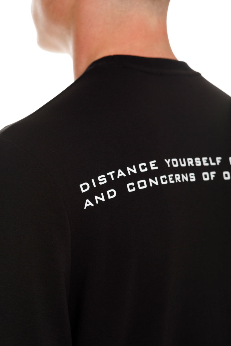 Rarefied Quote Long Sleeve T-Shirt In Black With Message - Detailed View