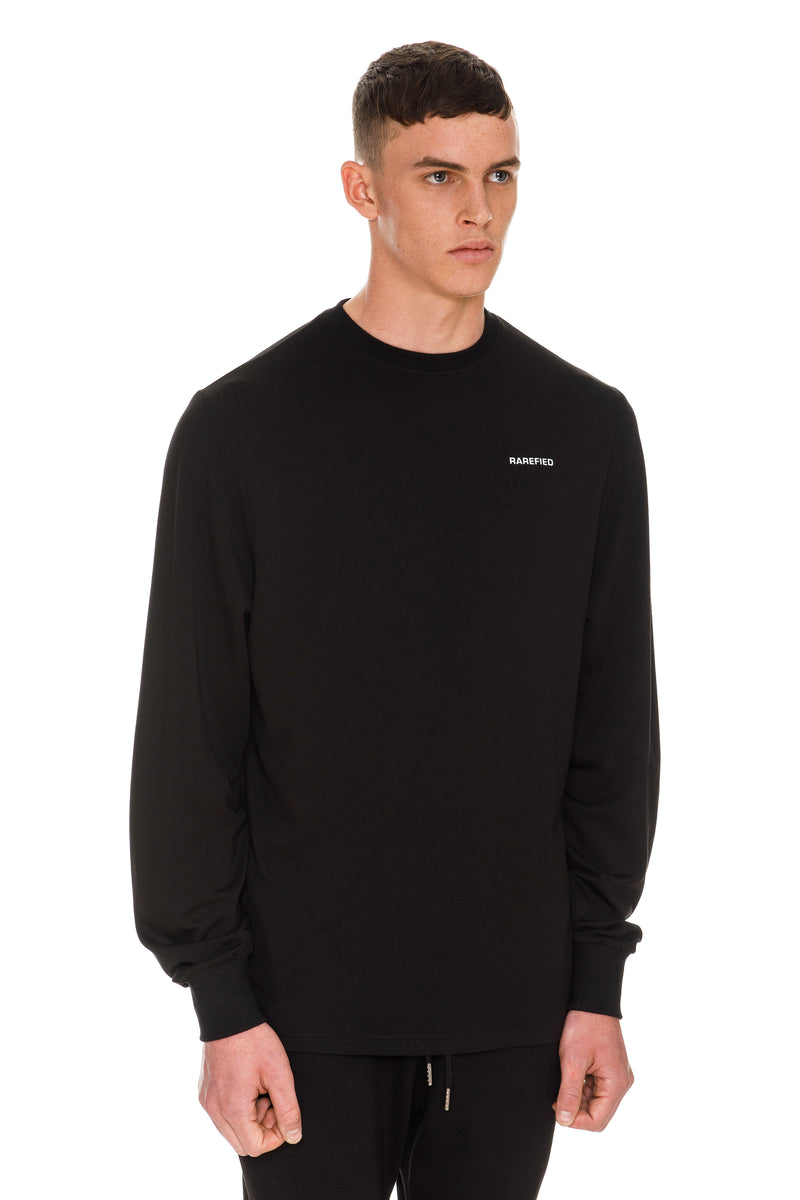 Black long sleeve deals shirt side view