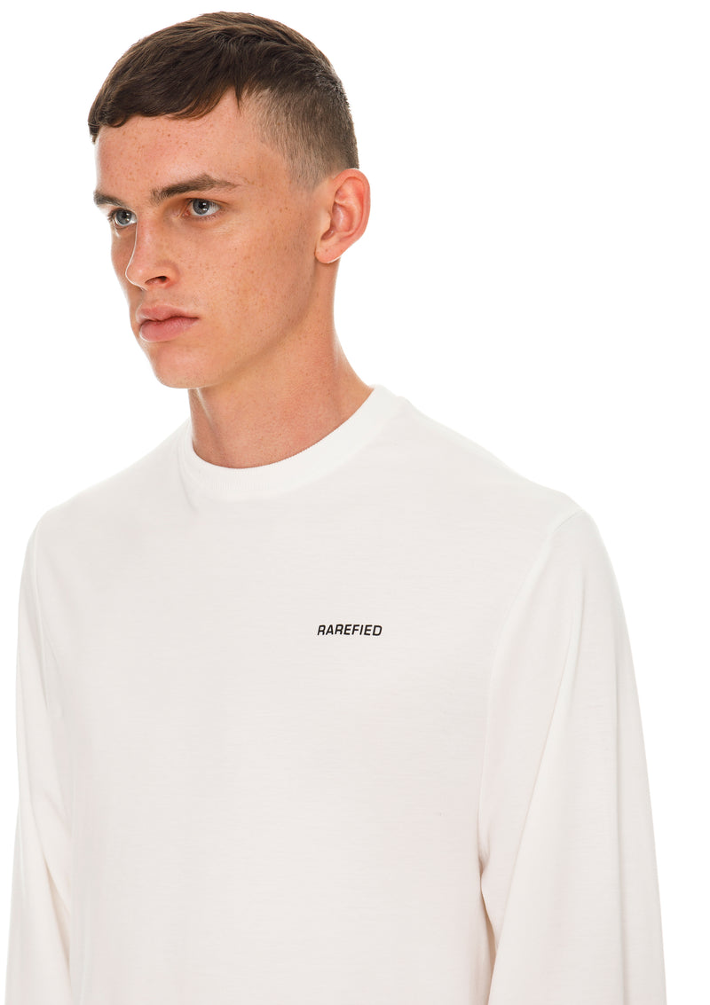 Rarefied Quote Long Sleeve T-Shirt In White - Detailed View