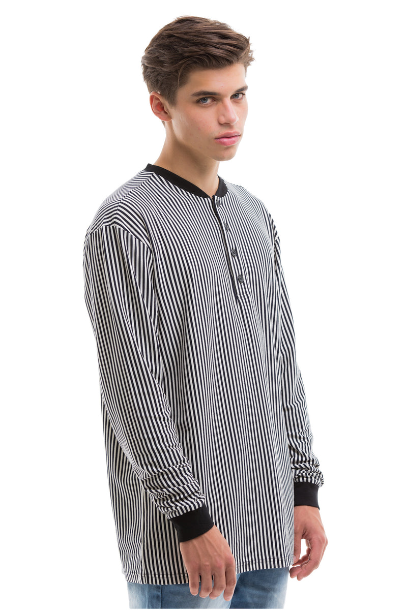 Vertical Stripes Long Sleeve With Ribbed Collar And Cuffs - Right View