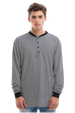 Vertical Stripes Long Sleeve With Ribbed Collar And Cuffs - Front View